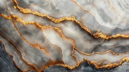 beige marble background with gray and gold lines.の素材