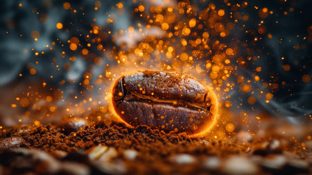 close up of roasted coffee bean.の素材