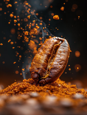 close up of roasted coffee bean.の素材