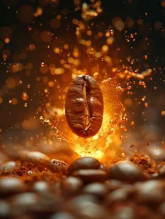 close up of roasted coffee bean.の素材
