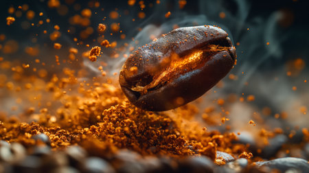 close up of roasted coffee bean.の素材