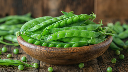 green peas in pods.の素材