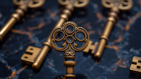 vintage victorian style golden keys.の素材