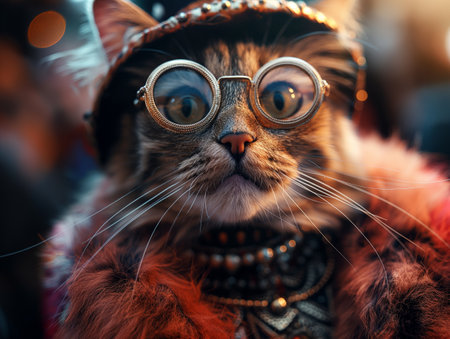 cat wearing a fashionable cloth.の素材