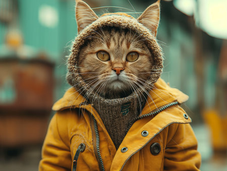 cat wearing a fashionable cloth.の素材