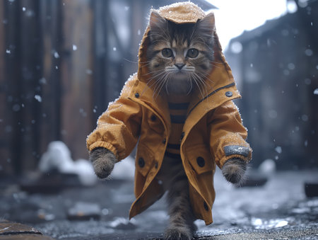 cat wearing a fashionable cloth.の素材