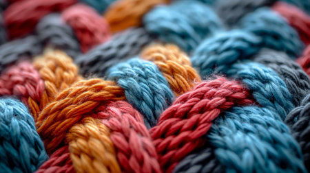 colorful knitted wool texture background.の素材