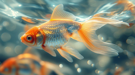 golden fish in the sparkling water,.の素材
