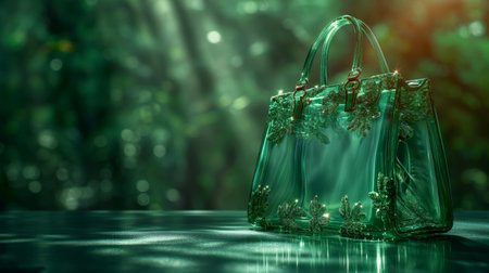 green glass bag on the fashion background.の素材