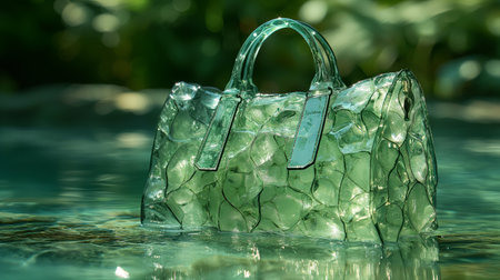 green glass bag on the fashion background.の素材