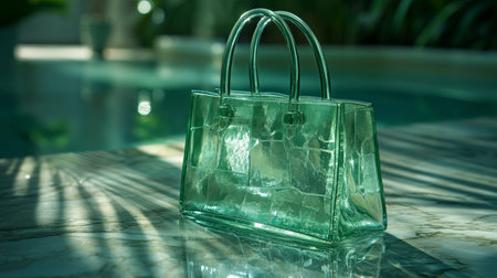 green glass bag on the fashion background.の素材