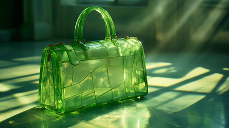 green glass bag on the fashion background.の素材