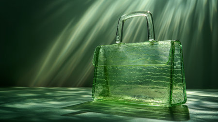 green glass bag on the fashion background.の素材