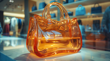 orange glass bag on the fashion background.の素材