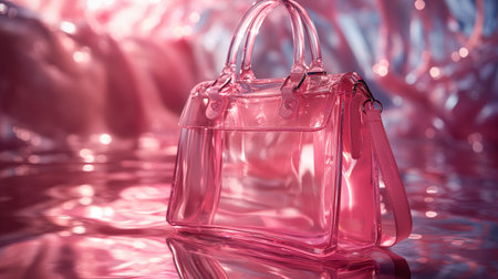 pink glass bag on the fashion background.の素材