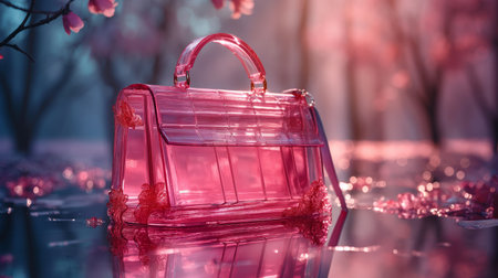 pink glass bag on the fashion background.の素材