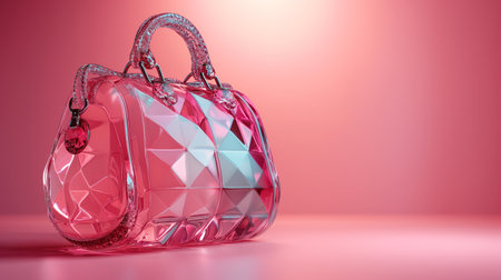 pink glass bag on the fashion background.の素材