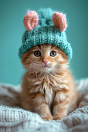 Portrait of a cat with a hat.の素材