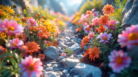 miniature garden where flowers bloom.の素材