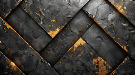 Black background with grunge texture decorated with Shiny golden lines. black gold luxury background.の素材