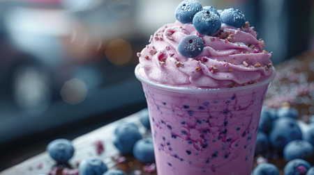 blueberry milkshake in a cafe.の素材