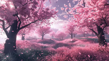 Cherry blossom trees in spring.の素材