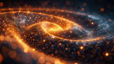 gold and black circle geometric luxury with particles glowing background.の素材