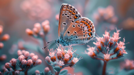 Close-up of a butterfly on a flower.の素材