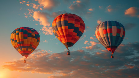 Colorful hot air balloons in the sky.の素材