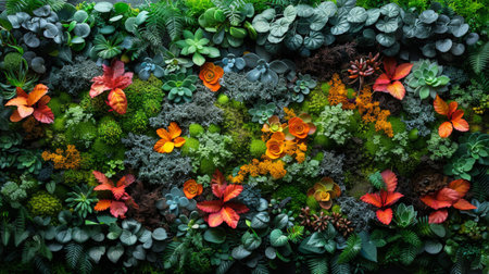 natural moss on the wall.の素材