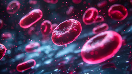 Erythrocytes blood cell stream in blood.の素材