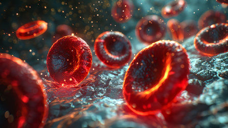 Erythrocytes blood cell stream in blood.の素材