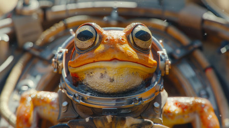 frog in a tiny space suit.の素材