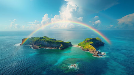 rainbow over the sea.の素材
