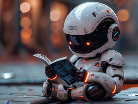 robot reading news.の素材