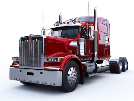 red truck on a white background.の素材