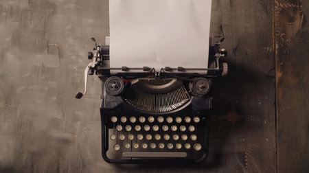 Vintage typewriter with blank paper, evoking nostalgia.の素材