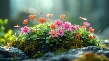 miniature garden with flowers bloom.の素材