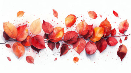fallen yellow rose leaves, watercolor image, white background.の素材