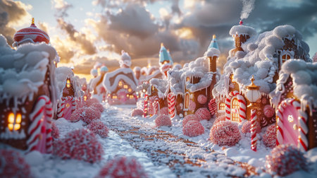 whimsical village made of gingerbread.の素材