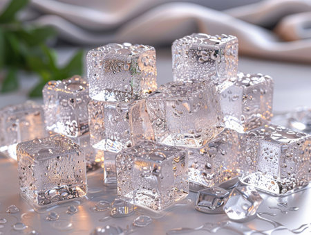 ice cubes on a white background.の素材