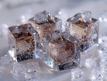 ice cubes on a white background.の素材