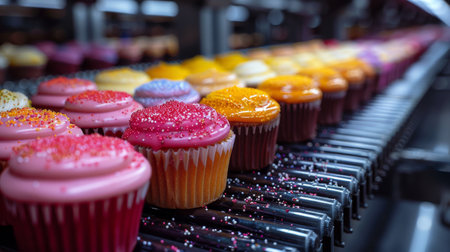 muffins with chocolate frosting.の素材