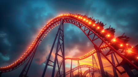 happy girl on the roller coaster.の素材