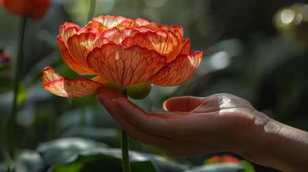 woman with a flower.の素材