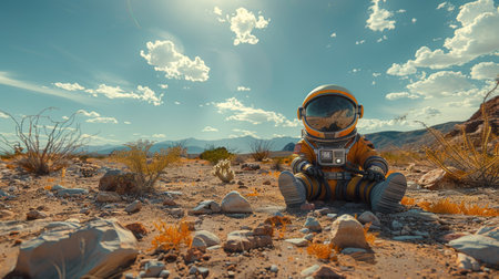 astronaut in the desert.の素材