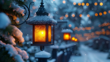 Frosty lanterns in Christmas time.の素材