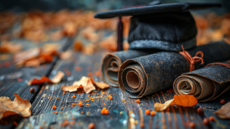 Graduation and university poster with copy space, concept of Back To School.の素材