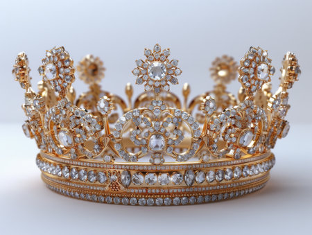 golden crown with gems on a white background.の素材