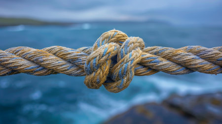 Sea knot on a rope.の素材